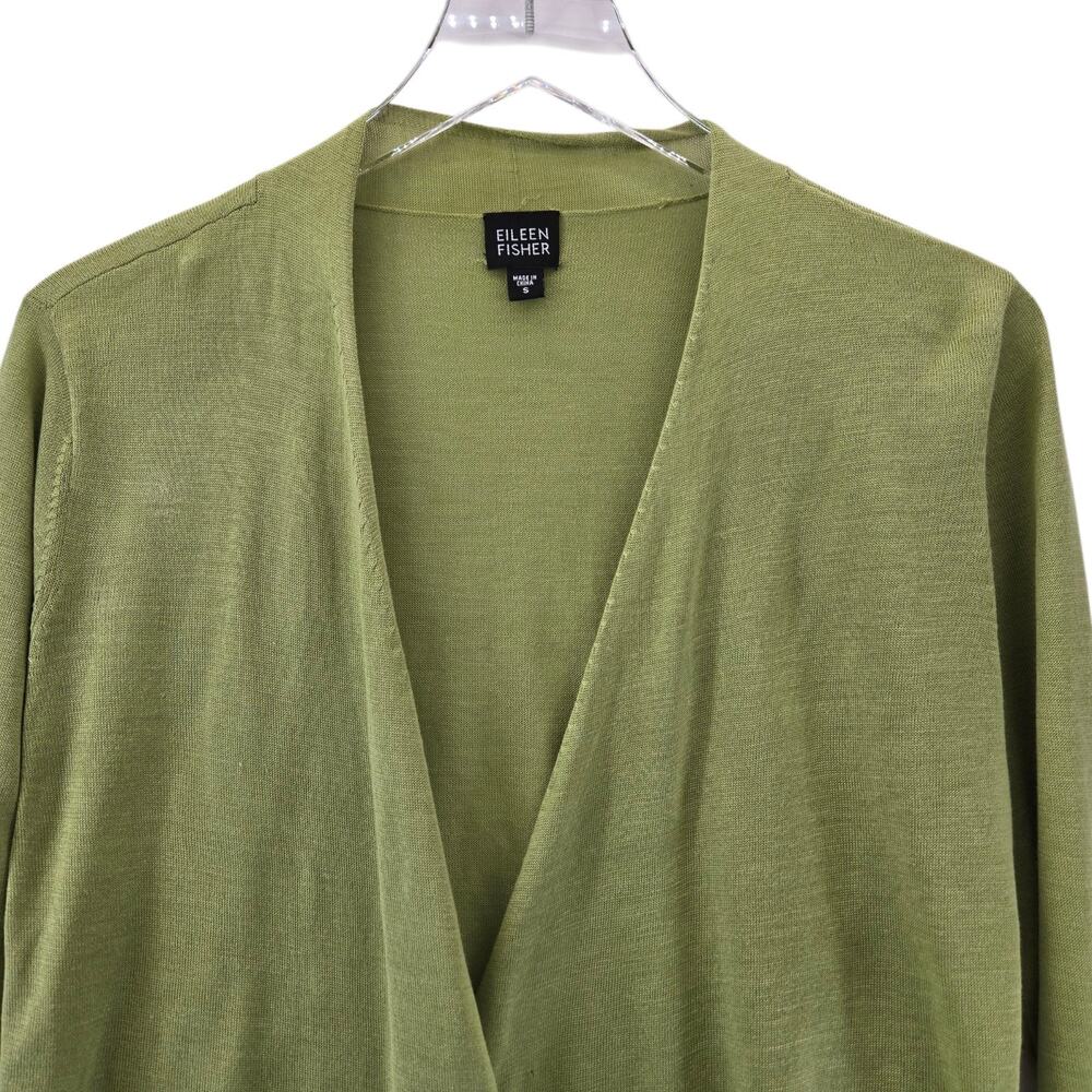 Eileen‎ Fisher Lightweight Silk Open Cardigan Sweater Small Womens Light Green - Picture 2 of 8